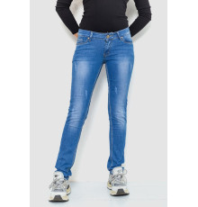 Джинси жіночі з потертостями, колір синій, 244RKL3305 Джинси жіночі з потертостями, колір синій, 244RKL3305