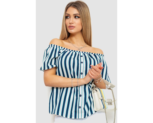 Блуза в полоску, цвет серо-синий, 244R088-1
