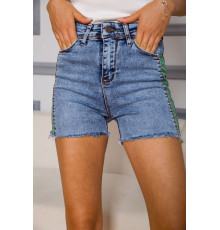 Приталенные джинсовые шорты, синего цвета, 164R4618