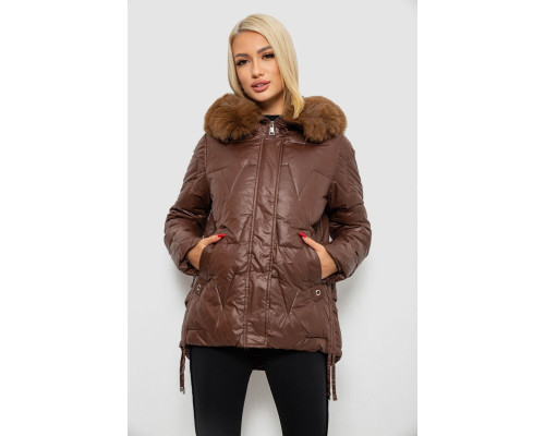 Куртка жіноча зимова коротка, колір коричневий, 244R865