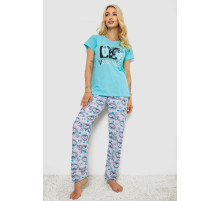 Пижама женская с принтом, цвет бирюзовый, 243R2499