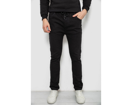 Джинсы мужские на резинке утепленные, цвет черный, 244R663