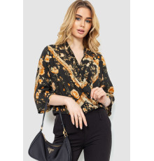 Боді з квітковим принтом, колір чорно-бежевий, 244R049