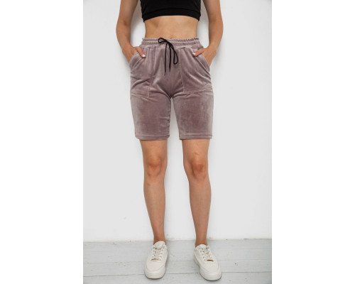 Шорти жіночі однотонні велюрові, колір мокко, 238R58169