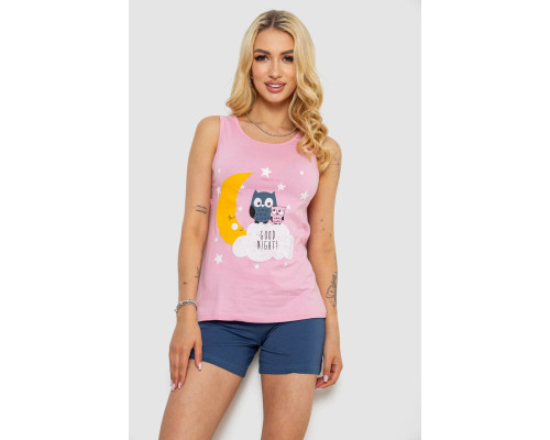 Піжама жіноча з принтом, колір рожевий, 243R24238