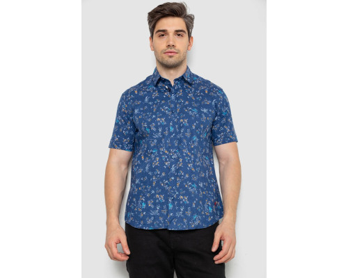 Рубашка мужская с принтом, цвет джинс, 214R6917-91