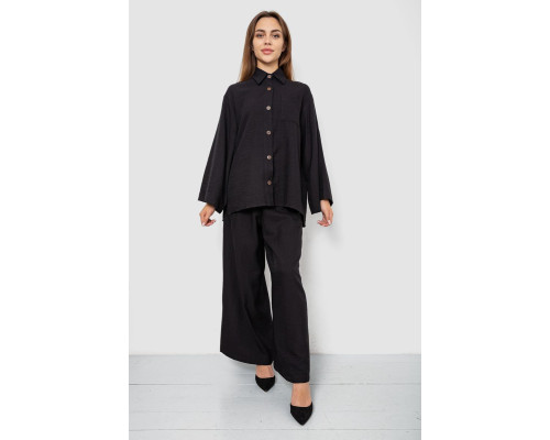 Костюм женский свободного кроя жатка, цвет черный, 102R5264