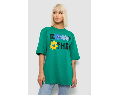 Футболка женская с принтом, цвет зеленый, 244R2803