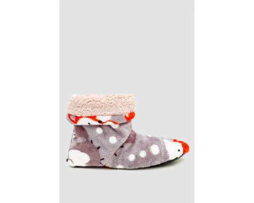 Тапочки-сапожки домашние плюшевые, цвет серо-бежевый, 102R1004-1