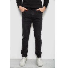 Джинсы мужские на резинке утепленные, цвет черный, 244R665