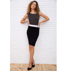 Коротка пряма сукня, чорного кольору в горох, 167R099 Коротка пряма сукня, чорного кольору в горох, 167R099