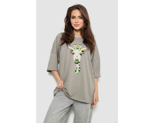 Футболка жіноча з принтом, колір сірий, 244R2012