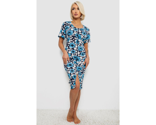 Халат жіночий на блискавці з принтом, колір блакитний, 257R1030-2