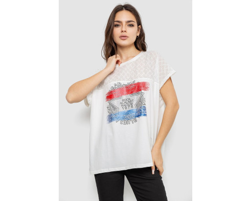 Футболка жіноча з принтом, колір молочний, 244RW532