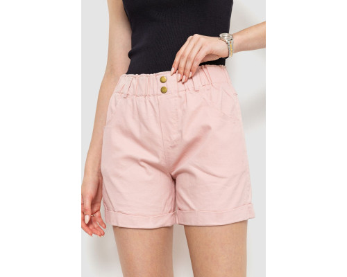 Шорти жіночі на резинці з манжетом, колір пудровий, 214R638