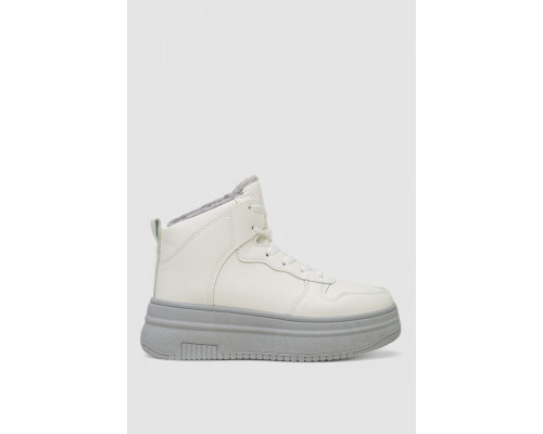 Кроссовки женские зимние на меху, цвет бело-серый, 248RAM01