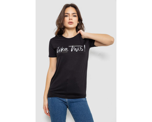 Футболка жіноча з принтом, колір чорний, 244R501