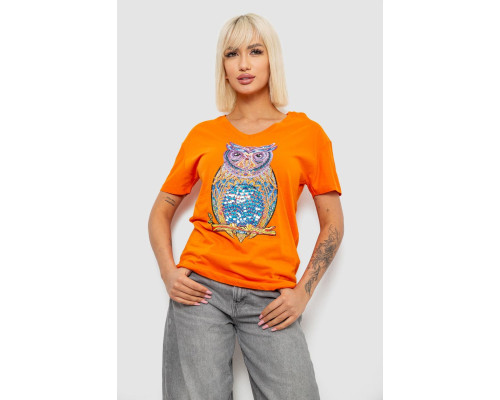 Футболка жіноча з принтом, колір помаранчевий, 244R2804