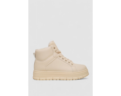 Кросівки жіночі зимові на хутрі, колір бежевий, 248RMB13