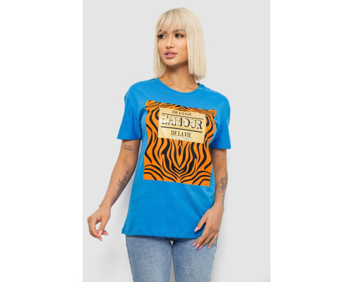 Футболка жіноча з принтом, колір блакитний, 244R2805