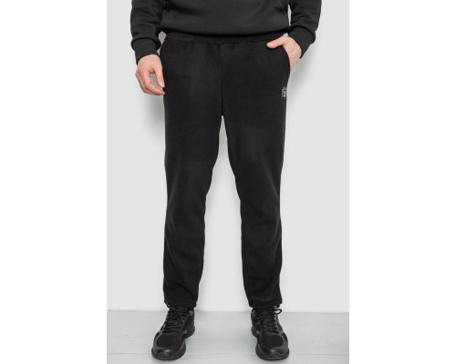 Спортивные штаны мужские однотонные на поларфлисе, цвет черный, 257R21