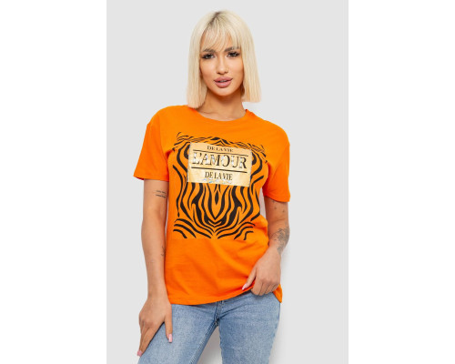 Футболка женская с принтом, цвет оранжевый, 244R2805