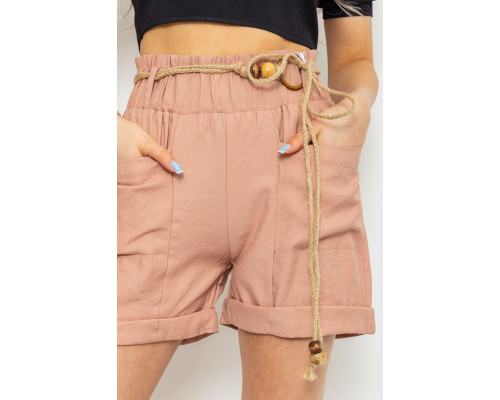 Шорты женские с поясом, цвет пудровый, 214R1704
