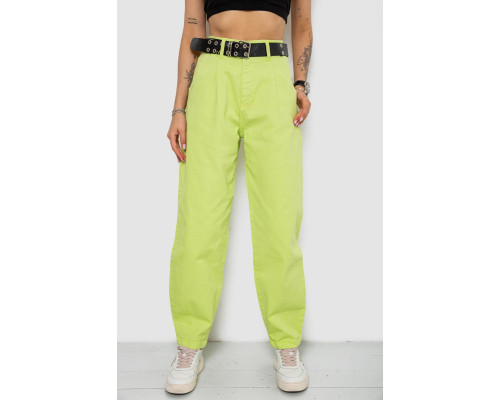 Джинси жіночі балони, колір салатовий, 182R00315