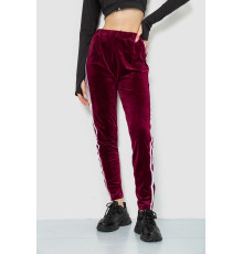 Спорт штани жіночі велюрові, колір бордовий, 244R5576