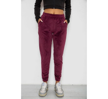Спортивні штани велюрові жіночі на флісі, колір бордовий, 238R58648