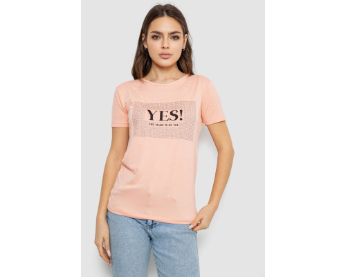 Футболка жіноча з принтом, колір персиковий, 244R507