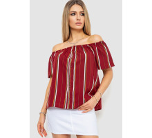 Блуза в полоску, цвет бордовый, 244R088-1
