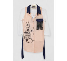 Кардиган в комплекте с лонгсливом для девочек, цвет персиковый, 247R0565