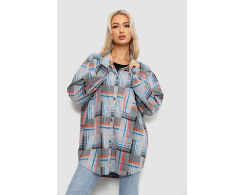 Рубашка женская в клетку, цвет серо-красный, 257R505