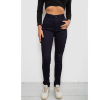 Джинси жіночі однотонні на флісі, колір темно-синій, 244RS020