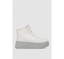 Кроссовки женские зимние на меху, цвет бело-серый, 248RAM015