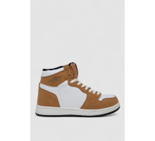 Кроссовки женские зимние на меху, цвет бело-коричневый, 248RH1030