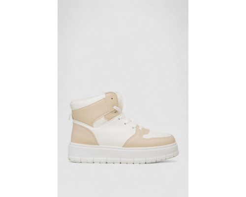 Кроссовки женские зимние на меху, цвет бело-бежевый, 248RMB12