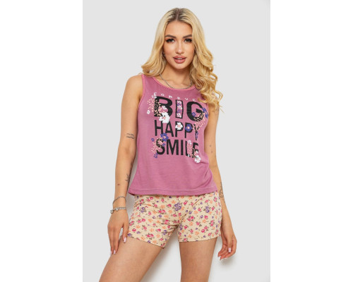 Пижама женская с принтом, цвет пудровый, 243R24481