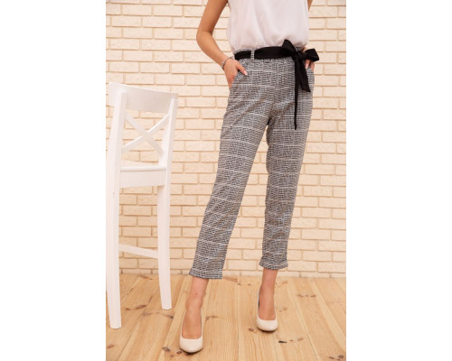 Жіночі вкорочені штани, в клітку, колір Сірий, 172R9313-3