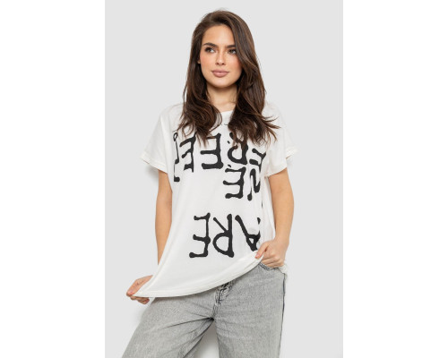 Футболка жіноча з принтом, колір молочний, 244R3003