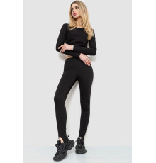 Лосини в рубчик на флісі, колір чорний, 102R365