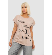 Футболка жіноча з принтом, колір бежевий, 244R3004
