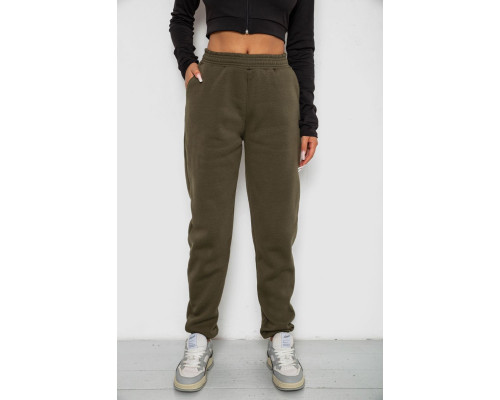 Спортивные штаны женские на флисе, цвет хаки, 238R57828