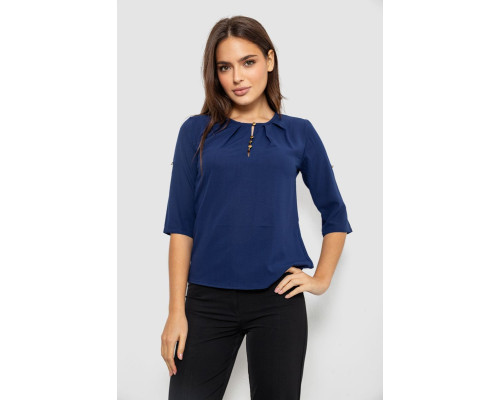 Блуза однотонна, колір синій, 230R1121-8