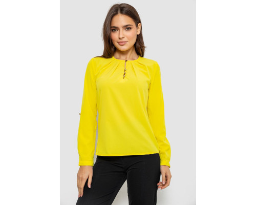 Блуза однотонная, цвет желтый, 230R1122-3