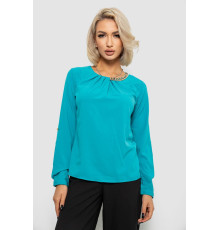 Блуза однотонна, колір бірюзовий, 230R306