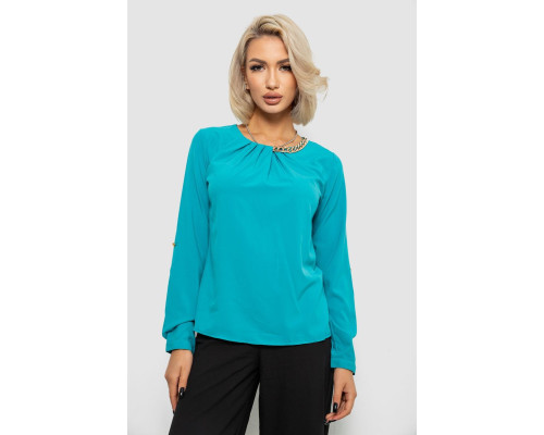 Блуза однотонная, цвет бирюзовый, 230R306