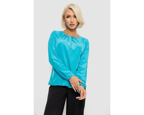 Блуза однотонна, колір блакитний, 230R306