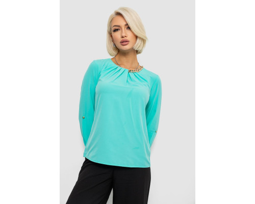 Блуза однотонна, колір м'ятний, 230R306